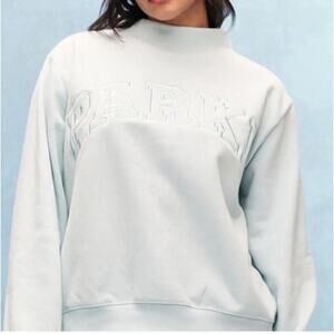 New Parke Artic Blue Fleece Varsity Mockneck Sweatshirt L/XL